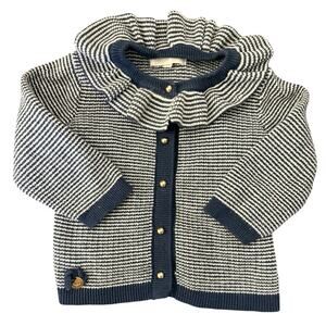 Lemonada Girls Navy White Ruffle Cardigan Gold Buttons Designer  9 Mo.